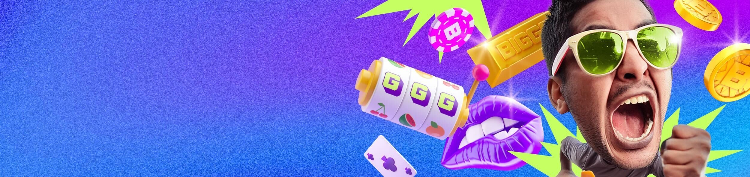 BIGGG Promo-Motiv mit Slot-Walze und Jetons
